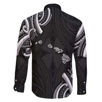 Traditional Art Hawaiian Kakau Tattoos Family Matching Off Shoulder Maxi Dress and Hawaiian Shirt White - Polynesian Pride