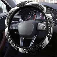 Traditional Art Hawaiian Kakau Tattoos Steering Wheel Cover White - Polynesian Pride