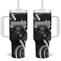 Traditional Art Hawaiian Kakau Tattoos Tumbler With Handle White - Polynesian Pride