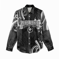 Traditional Art Hawaiian Kakau Tattoos Women Casual Shirt White - Polynesian Pride