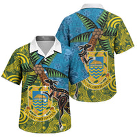 Tuvalu and Australia Together Family Matching Off Shoulder Maxi Dress and Hawaiian Shirt Tapa Pattern and Aboriginal mix Culture LT03 Son's Shirt Multicolor - Polynesian Pride
