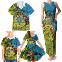 Tuvalu and Australia Together Family Matching Tank Maxi Dress and Hawaiian Shirt Tapa Pattern and Aboriginal mix Culture LT03 - Polynesian Pride