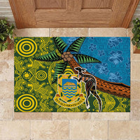 Tuvalu and Australia Together Rubber Doormat Tapa Pattern and Aboriginal mix Culture