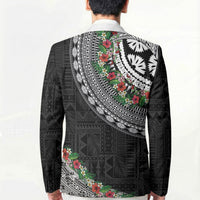 Fiji Hibiscus Blazer Tapa Masi Motifs with Tropical Plants