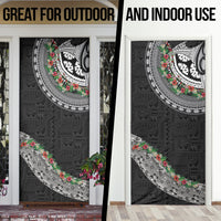 Fiji Hibiscus Door Cover Tapa Masi Motifs with Tropical Plants LT03 - Polynesian Pride