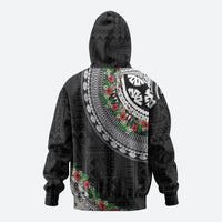 Fiji Hibiscus Hoodie Tapa Masi Motifs with Tropical Plants