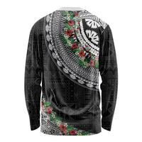 Fiji Hibiscus Long Sleeve Shirt Tapa Masi Motifs with Tropical Plants