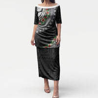 Fiji Hibiscus Puletasi Tapa Masi Motifs with Tropical Plants