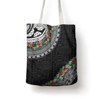 Fiji Hibiscus Tote Bag Tapa Masi Motifs with Tropical Plants