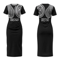 Samoa Traditional Tattoo Couples Matching Short Sleeve Bodycon Dress and Hawaiian Shirt Tribal Tatau Pattern LT03 - Polynesian Pride