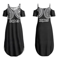 Samoa Traditional Tattoo Family Matching Summer Maxi Dress and Hawaiian Shirt Tribal Tatau Pattern LT03 Mom's Dress Black - Polynesian Pride