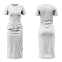 Samoa Lotu Tamaiti Family Matching Short Sleeve Bodycon Dress and Hawaiian Shirt Tribal Tatau with Siapo Pattern LT03 Mom's Dress White - Polynesian Pride
