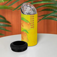 Hawaiian Mango 4 in 1 Can Cooler Tumbler Polynesian Art Pattern and Kakau Tattoo