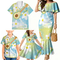 Hawaiian Ukulele Avocado Family Matching Mermaid Dress and Hawaiian Shirt Leis and Polynesian Pattern LT03 - Polynesian Pride