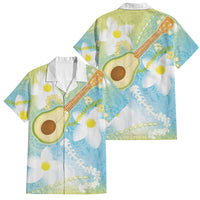 Hawaiian Ukulele Avocado Family Matching Off Shoulder Maxi Dress and Hawaiian Shirt Leis and Polynesian Pattern LT03 Dad's Shirt - Short Sleeve White - Polynesian Pride