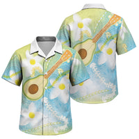 Hawaiian Ukulele Avocado Family Matching Off Shoulder Maxi Dress and Hawaiian Shirt Leis and Polynesian Pattern LT03 Son's Shirt White - Polynesian Pride
