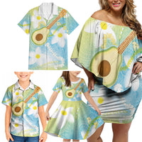 Hawaiian Ukulele Avocado Family Matching Off Shoulder Short Dress and Hawaiian Shirt Leis and Polynesian Pattern LT03 - Polynesian Pride