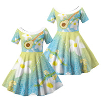 Hawaiian Ukulele Avocado Family Matching Off Shoulder Short Dress and Hawaiian Shirt Leis and Polynesian Pattern LT03 Daughter's Dress White - Polynesian Pride