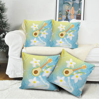 Hawaiian Ukulele Avocado Pillow Cover Leis and Polynesian Pattern
