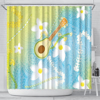 Hawaiian Ukulele Avocado Shower Curtain Leis and Polynesian Pattern LT03 - Polynesian Pride