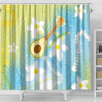 Hawaiian Ukulele Avocado Shower Curtain Leis and Polynesian Pattern LT03 - Polynesian Pride