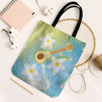 Hawaiian Ukulele Avocado Tote Bag Leis and Polynesian Pattern LT03 Black Strap One Size White - Polynesian Pride