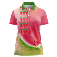 Hawaiian Watermelon Women Polo Shirt with Kakau Art Tattoo