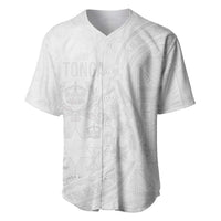 Tonga Faka Sepitema Baseball Jersey Ngatu Pattern with Plumeria and Hibiscus LT03 White - Polynesian Pride