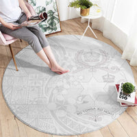 Tonga Faka Sepitema Round Carpet Ngatu Pattern with Plumeria and Hibiscus LT03 - Polynesian Pride