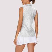 Tonga Faka Sepitema Women Sleeveless Polo Shirt Ngatu Pattern with Plumeria and Hibiscus LT03 - Polynesian Pride