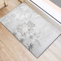 Tonga Faka Sepitema Rubber Doormat Ngatu and Floral Pattern with Blooming Hibiscus LT03 - Polynesian Pride