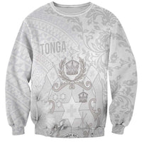 Tonga Faka Sepitema Sweatshirt Ngatu and Floral Pattern with Blooming Hibiscus LT03 Unisex White - Polynesian Pride