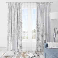 Tonga Faka Sepitema Window Curtain Ngatu and Floral Pattern with Blooming Hibiscus