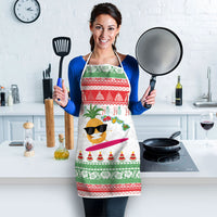 Hawaiian Mele Kalikimaka Apron Funny Pineapple Surfing with Map Christmas Stripe Elements LT03 - Polynesian Pride