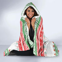 Hawaiian Mele Kalikimaka Hooded Blanket Funny Pineapple Surfing with Map Christmas Stripe Elements LT03 - Polynesian Pride