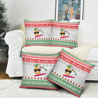 Hawaiian Mele Kalikimaka Pillow Cover Funny Pineapple Surfing with Map Christmas Stripe Elements LT03 - Polynesian Pride