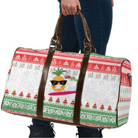 Hawaiian Mele Kalikimaka Travel Bag Funny Pineapple Surfing with Map Christmas Stripe Elements LT03 - Polynesian Pride