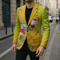 Hawaiian Mango Mele Kalikimaka Blazer Santa Claus Surfing with Turtle Mango Christmas LT03 - Polynesian Pride