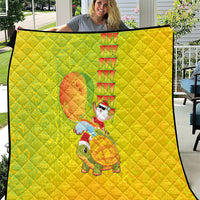 Hawaiian Mango Mele Kalikimaka Quilt Santa Claus Surfing with Turtle Mango Christmas LT03 Multicolor - Polynesian Pride