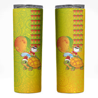 Hawaiian Mango Mele Kalikimaka Skinny Tumbler Santa Claus Surfing with Turtle Mango Christmas LT03 Multicolor - Polynesian Pride