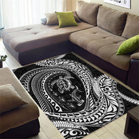 Hawaiian Turtle and Shark Area Rug Kakau Tribal with Polynesian Pattern Black Color LT03 - Polynesian Pride