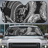 Hawaiian Turtle and Shark Auto Sun Shade Kakau Tribal with Polynesian Pattern Black Color LT03 Black - Polynesian Pride