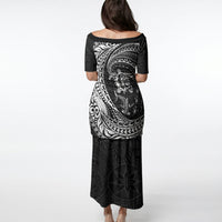 Hawaiian Turtle and Shark Puletasi Kakau Tribal with Polynesian Pattern Black Color LT03 - Polynesian Pride