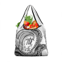 Hawaiian Turtle and Shark Grocery Bag Kakau Tribal with Polynesian Pattern White Color LT03 1-pack One Size White - Polynesian Pride