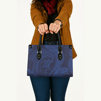 Hawaiian Turtle and Shark Leather Bag Kakau Tribal with Polynesian Pattern Blue Color LT03 - Polynesian Pride