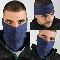Hawaiian Turtle and Shark Neck Gaiter Kakau Tribal with Polynesian Pattern Blue Color LT03 - Polynesian Pride