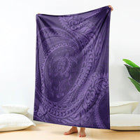 Hawaiian Turtle and Shark Blanket Kakau Tribal with Polynesian Pattern Purple Color LT03 - Polynesian Pride