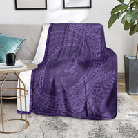 Hawaiian Turtle and Shark Blanket Kakau Tribal with Polynesian Pattern Purple Color LT03 - Polynesian Pride
