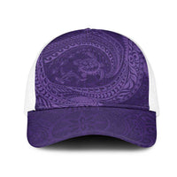 Hawaiian Turtle and Shark Mesh Trucker Cap Kakau Tribal with Polynesian Pattern Purple Color LT03 One Size White Purple - Polynesian Pride