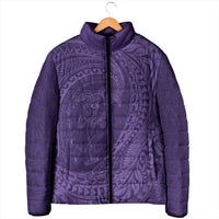 Hawaiian Turtle and Shark Padded Jacket Kakau Tribal with Polynesian Pattern Purple Color LT03 - Polynesian Pride